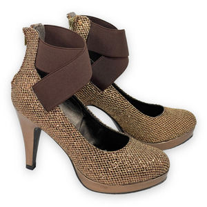 NEW Madeline Adora Bronze Glitter Ankle Strap Pumps High Heels Multiple Sizes